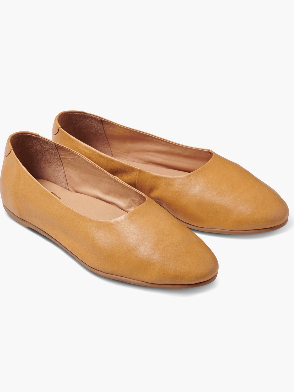 Beek Women’s Swiftlet Leather Ballet Slippers in Honey, Size 7
